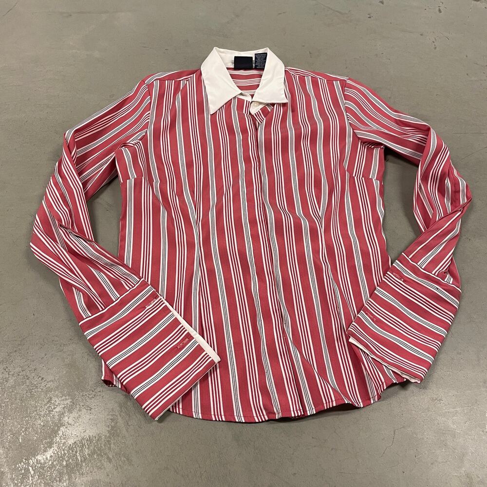 Y2K striped button up t-shirt